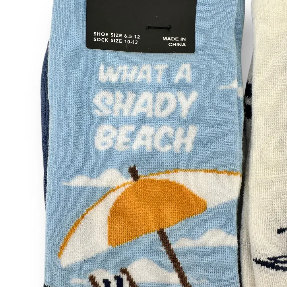 K Bell Shady Beach Surf Theme Cotton Sock Lot Mens 6.5-12 Cruise Vacation New